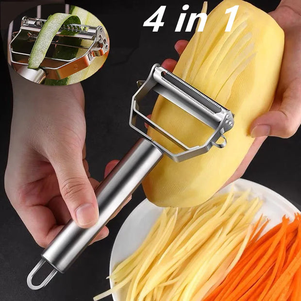 Stainless Steel Kitchen Peeler: Multi-Use Veggie & Fruit Slicer.