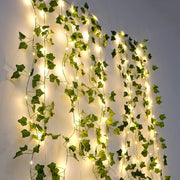 Silk Ivy Vine with LED String Lights: Home Wedding Decor.