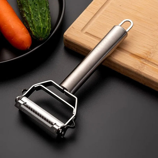 Stainless Steel Kitchen Peeler: Multi-Use Veggie & Fruit Slicer.