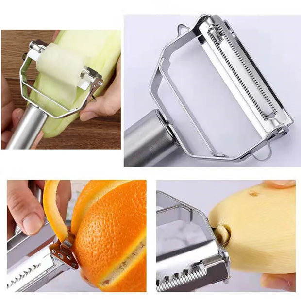 Stainless Steel Kitchen Peeler: Multi-Use Veggie & Fruit Slicer.