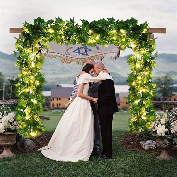 Silk Ivy Vine with LED String Lights: Home Wedding Decor.