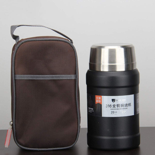 800ML Vacuum Food Thermos Double Wall 316 Stainless Steel Lunch Box with Foldable Spoon